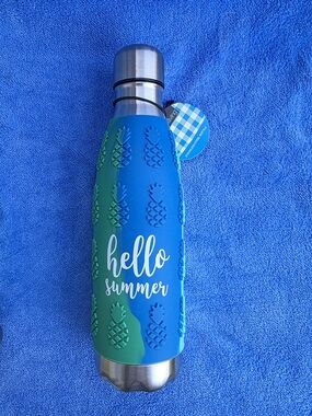 Smart Living Blue and Green "hello summer" Pineapple Insulated Bottle